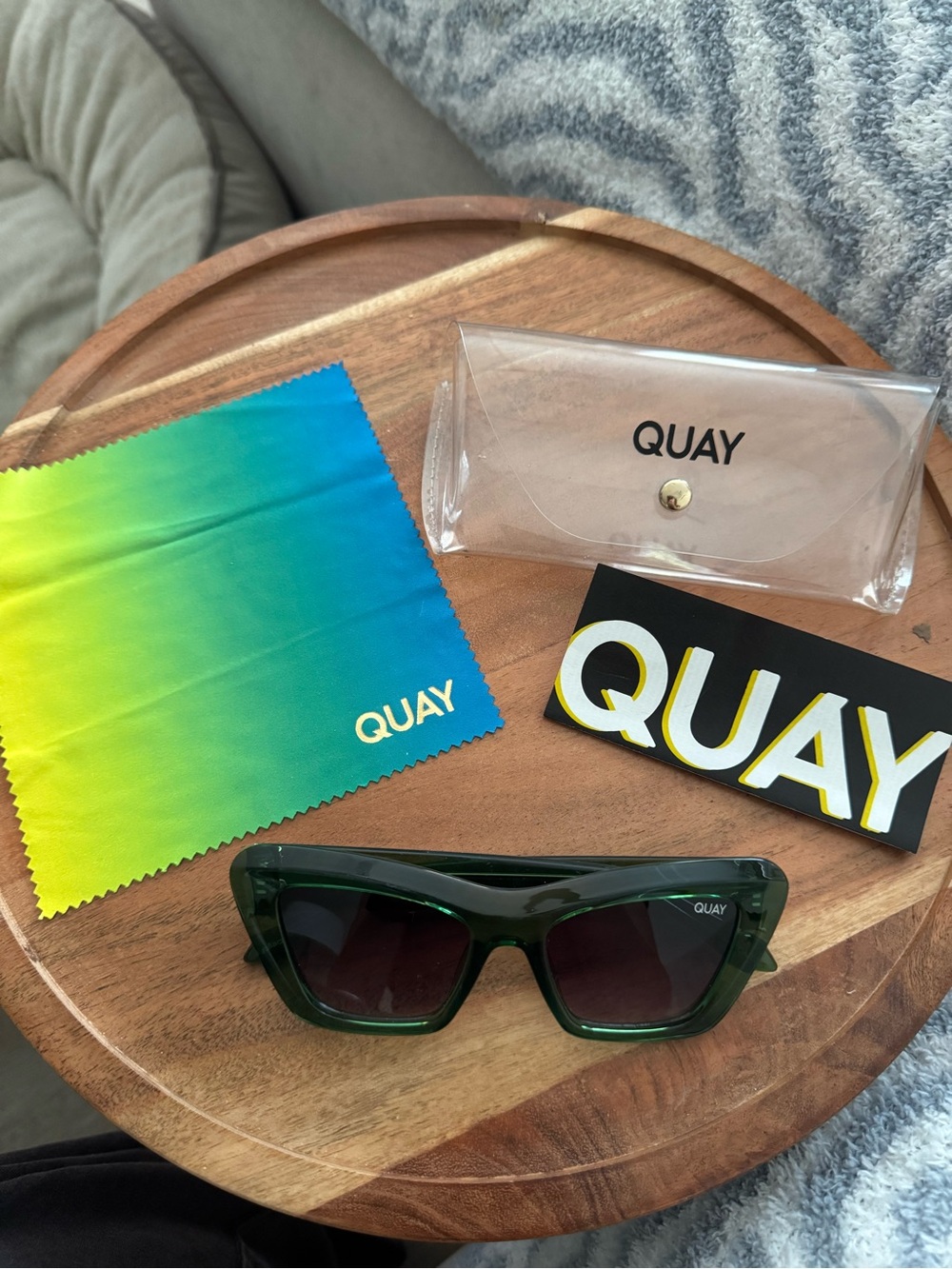 Quay Australia Green Square Frame Sunglasses